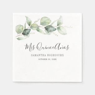Serviette En Papier 15e anniversaire Eucalyptus Verdure Quinceanera