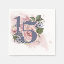 15e anniversaire Quinceanera Chic Floral Aquarelle