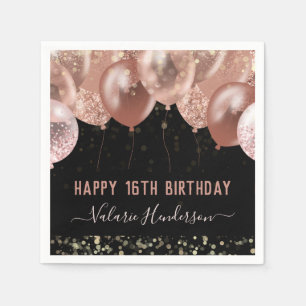 Serviette En Papier 16e anniversaire Ballons roses