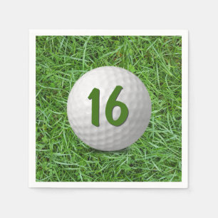 Serviette En Papier 16ème anniversaire Golf Ball on Grass