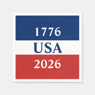 Serviette En Papier 1776 États-Unis 2026 Rouge Blanc et Bleu Patriotiq