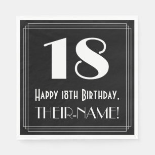 Serviette En Papier 18e anniversaire ~ Art Déco Inspiré Look "18", Nom