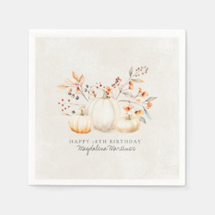 Serviette En Papier 18e anniversaire Blanc Citrouille automne Leaves p