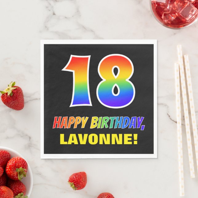 Serviette En Papier 18e anniversaire : Bold, amusant, simple, arc-en-c (En situation)