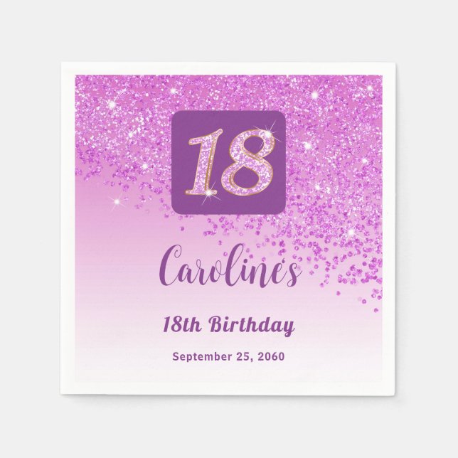 Serviette En Papier 18e anniversaire Chic Parties scintillant rose ser (Devant)