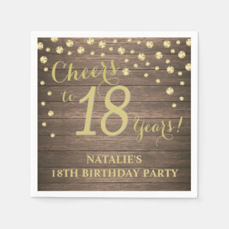 Serviette En Papier 18e anniversaire de fête Rustique et Diamant d'or