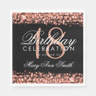Serviette En Papier 18e anniversaire Elegant Party Sparkles Rose Gold