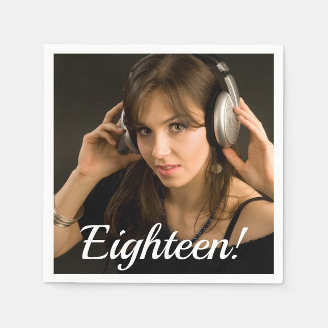 Serviette En Papier 18e anniversaire personnalisées script photo fille (Devant)