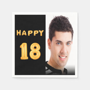 Serviette En Papier 18e anniversaire photo ballons d'or