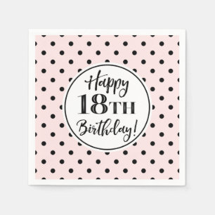 Serviette En Papier 18e anniversaire Pink White Black Dots serviettes