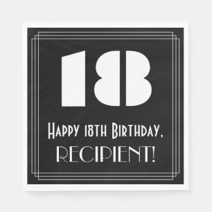 Serviette En Papier 18ème anniversaire : Art Déco Inspiré Look "18" + 