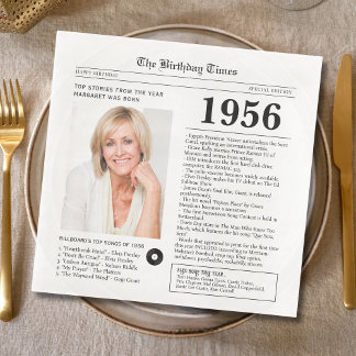 Serviette En Papier 1956 Newspaper Birthday Paper Napkin