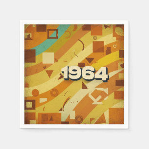 Serviette En Papier 1964 - Retro Vintage 60s Conception géométrique -