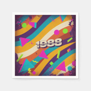 Serviette En Papier 1988- Retro Vintage 80s Neon Géométrique -