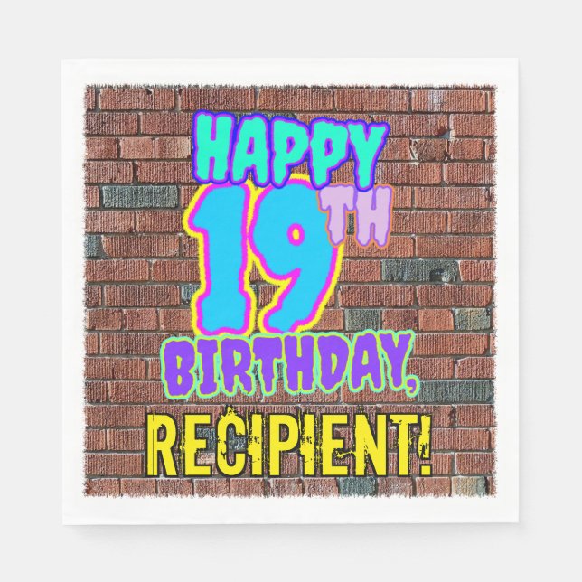 Serviette En Papier 19e anniversaire ~ Amusant, Graffiti urbain inspir (Devant)