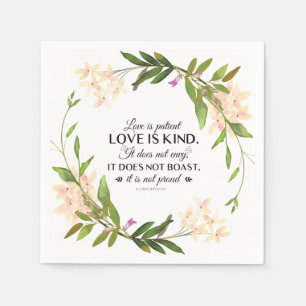 Serviette En Papier 1 Corinthiens 13:4 L'amour est patient Floral rose