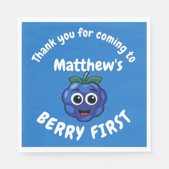 Serviette En Papier 1er anniversaire Boy Blue Berryfirst (Devant)