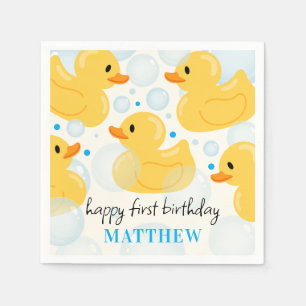 Serviette En Papier 1er anniversaire Lucky Duck Boy's Blue Party