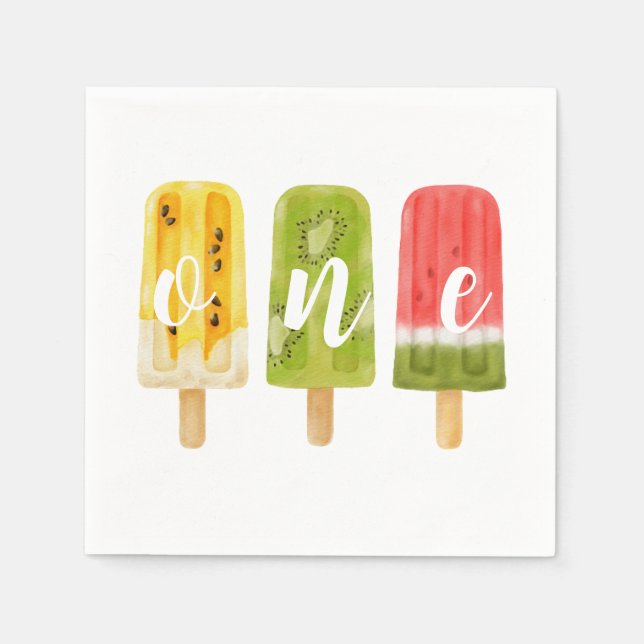 Serviette En Papier 1er anniversaire popsicle glaces fête d'anniversai (Devant)