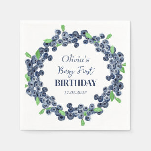 Serviette En Papier 1ère fête d'anniversaire Blueberry Baby Girl