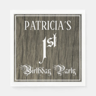 Serviette En Papier 1ère fête d'anniversaire — Script fantaisie, Faux 