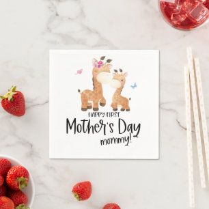 Serviette En Papier 1ère fête des mères Giraffe