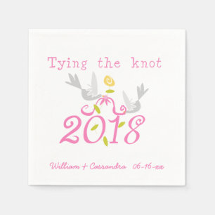 Serviette En Papier 2018 Tying the Knot Mariage Date Customisée Napkin