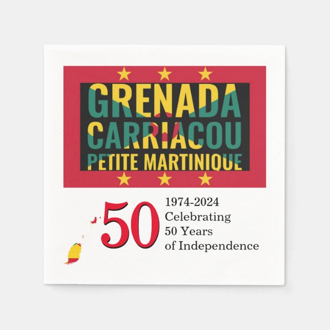 Serviette En Papier 2024 GRENADIAN 50e Anniversaire de l'indépendance  (Devant)