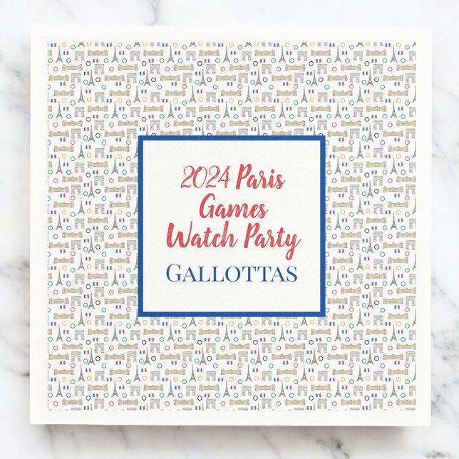 Serviette En Papier 2024 Paris Games Summer Watch Party Personnalisé (Créateur téléchargé)
