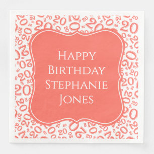 Serviette En Papier 20e anniversaire Coral Random Numéro Motif