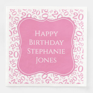 Serviette En Papier 20e anniversaire Pink Random Numéro 20 Motif