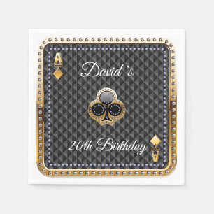 Serviette En Papier 20e Poker carte de jeu Casino Anniversaire serviet