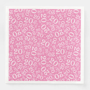 Serviette En Papier 20ème motif numérique aléatoire de l'âge rose/blan