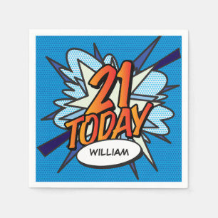 Serviette En Papier 21 AUJOURD'HUI Fun Retro Comic Book