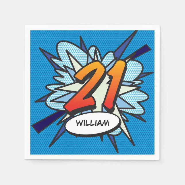 Serviette En Papier 21 Birthday Fun Retro Comic Book (Devant)