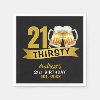 SERVIETTE EN PAPIER 21 & THIRSTY-21ST BIRTHDAY INVITATION