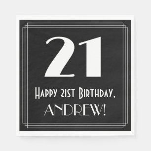 Serviette En Papier 21e anniversaire ~ Art Déco Inspiré Look "21", Nom