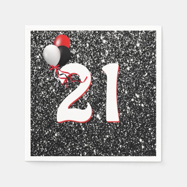 Serviette En Papier 21e Anniversaire Ballons sur plaque de papier Part (Devant)