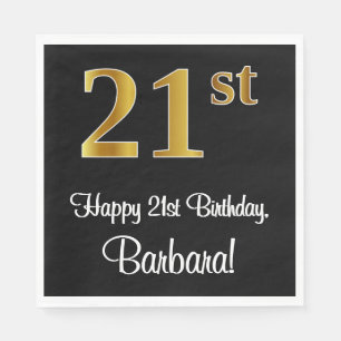 Serviette En Papier 21e anniversaire ~ Elégant Luxueux Faux Gold Look 