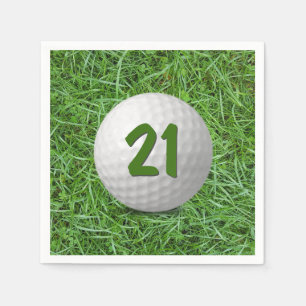 Serviette En Papier 21e Anniversaire Golf Ball on Grass