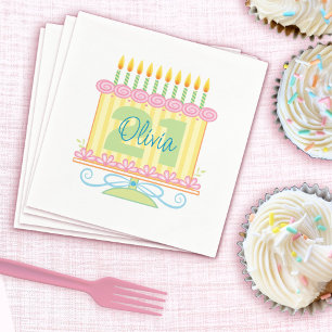 Serviette En Papier 21e anniversaire Personnalisé Nom Floral Cake Napk