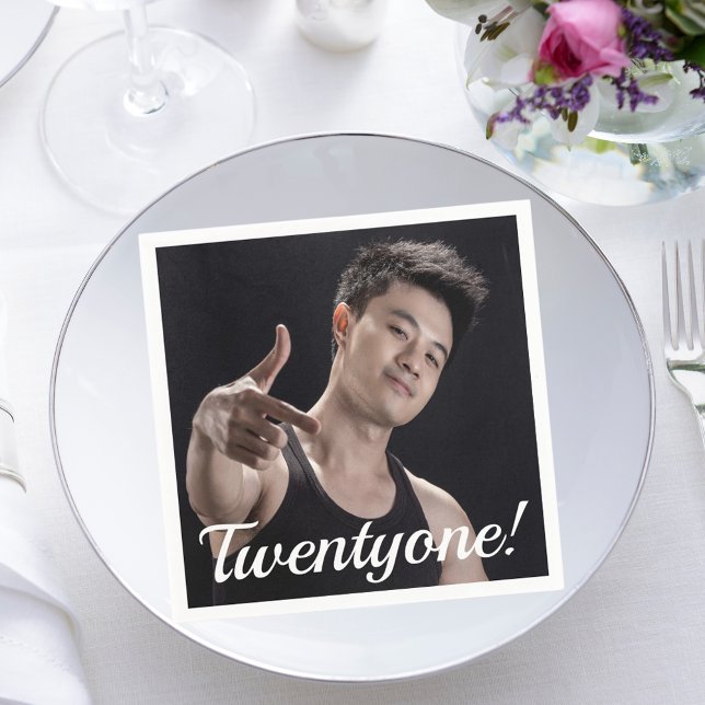 Serviette En Papier 21e anniversaire photo 21 twentyone gars (Créateur téléchargé)