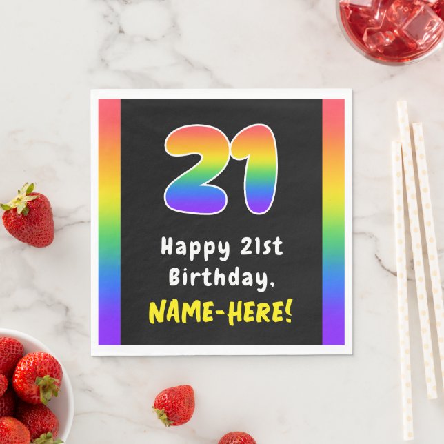 Serviette En Papier 21e anniversaire : Rainbow Spectrum # 21, Nom pers (En situation)
