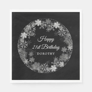 Serviette En Papier 21e fête d'anniversaire Wonderland Snowflake