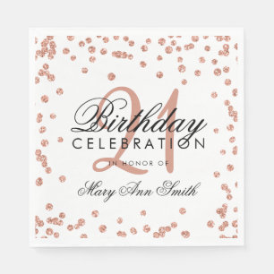 Serviette En Papier 21ème blanc de confettis de parties scintillantes