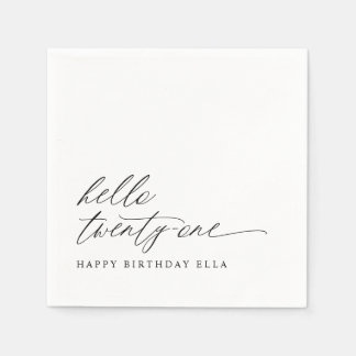 Serviette En Papier 21st Birthday Party Hello 21 Modern Milestone
