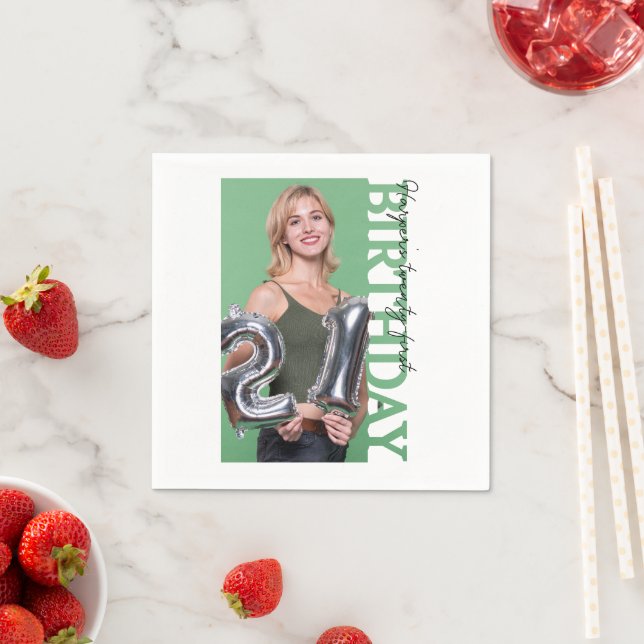 Serviette En Papier 21st Birthday Photo college Party  (En situation)