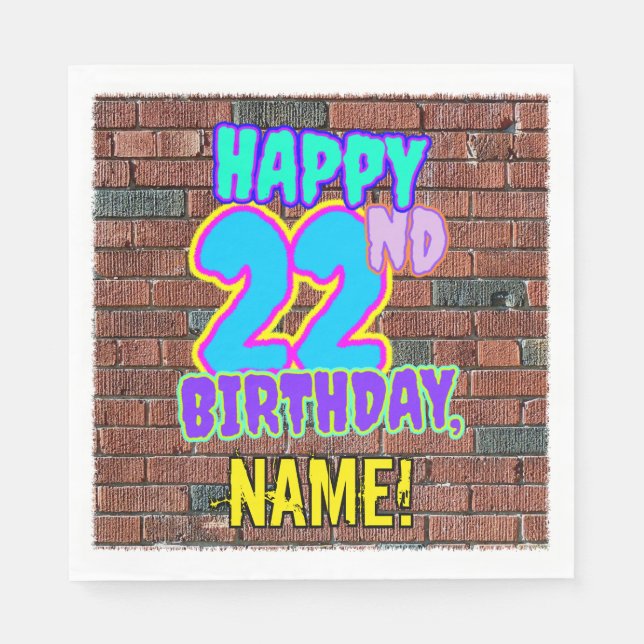 Serviette En Papier 22e anniversaire ~ Amusant, Graffiti urbain inspir (Devant)