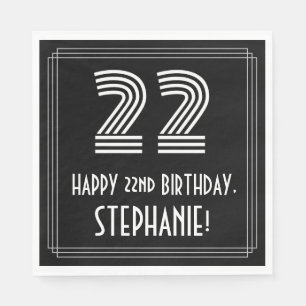 Serviette En Papier 22e anniversaire : Art Déco Inspiré Look "22" + No