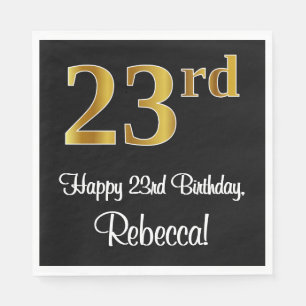 Serviette En Papier 23e anniversaire ~ Elégant luxe Faux Gold Look #